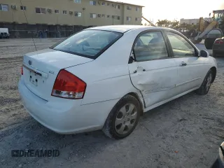 2009 Kia Spectra EX with VIN KNAFE221195630944, listed as a Copart auction lot 42291345 with 83,269 mi miles and Salvage Title. Bid and sale history available at DreamBid. Image 3.