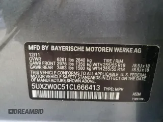 2012 BMW X5 35d with VIN 5UXZW0C51CL666413, listed as a Copart auction lot 54561955 with 155,762 mi miles and Clean title. Bid and sale history available at DreamBid. Image 13.