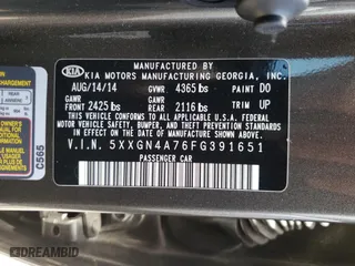 2015 Kia Optima EX with VIN 5XXGN4A76FG391651, listed as a Copart auction lot 54016675 with 155,864 mi miles and Clean Title. Bid and sale history available at carsss.com. Image 12.