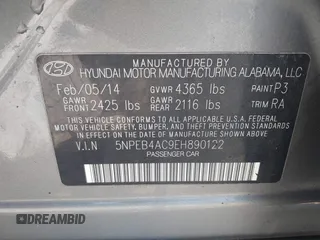 2014 Hyundai Sonata GLS z VIN 5NPEB4AC9EH890122, wystawiony jako IAAI lot #42405284 z przebiegiem 128 666 mil mil oraz . Historia ofert i sprzedaży dostępna na DreamBid. Obrazek 9.