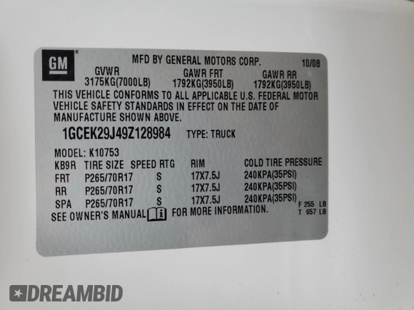 2009 Chevrolet Silverado 1500 LT with VIN 1GCEK29J49Z128984, listed as a Copart auction lot 43071015 with 172,641 mi miles and Salvage Title. Bid and sale history available at carsss.com. Image 13.
