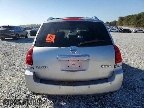 2007 Nissan Quest SL with VIN 5N1BV28U67N129530, listed as a Copart auction lot 77336154 with 0 mi miles and Salvage Title. Bid and sale history available at carsss.com. Image 6.