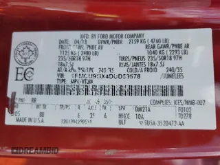 2013 Ford Escape SE z VIN 1FMCU9GX4DUD59578, wystawiony jako Copart lot #60839165 z przebiegiem 237 472 mil mil oraz Czysty tytuł • Clean title. Historia ofert i sprzedaży dostępna na DreamBid. Obrazek 13.