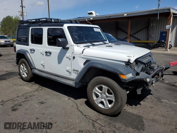 2018 Jeep Wrangler Unlimited Sport S with VIN 1C4HJXDN9JW279137, listed as a Copart auction lot 55357535 with 72,104 mi miles and Salvage title. Bid and sale history available at DreamBid. Image 4.