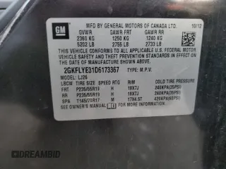 2013 GMC Terrain Denali with VIN 2GKFLYE31D6173367, listed as a Copart auction lot 83388524 with 145,296 mi miles and Salvage Title. Bid and sale history available at DreamBid. Image 14.