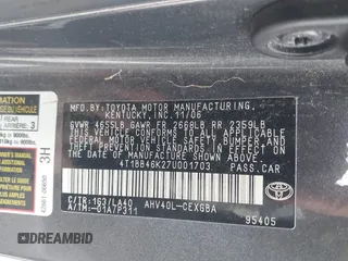 2007 Toyota Camry z VIN 4T1BB46K27U001703, wystawiony jako IAAI lot #42316610 z przebiegiem 211 752 mil mil oraz . Historia ofert i sprzedaży dostępna na DreamBid. Obrazek 9.