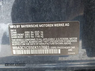 2014 BMW 3 Series 328i with VIN WBA3C1C55EK117681, listed as a IAAI auction lot 41854988 with 1 mi miles. Bid and sale history available at carsss.com. Image 9.