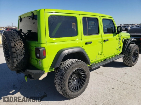 2021 Jeep Wrangler Unlimited Sport S with VIN 1C4HJXDGXMW830164, listed as a Copart auction lot 47892245 with 59,369 mi miles and Salvage Title. Bid and sale history available at carsss.com. Image 3.