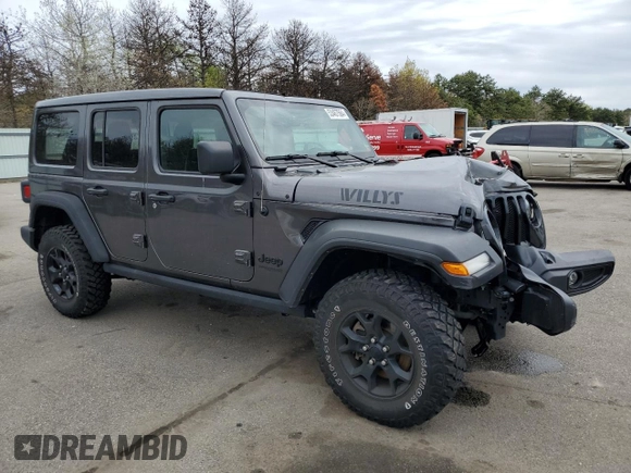 2022 Jeep Wrangler Unlimited Willys with VIN 1C4HJXDM6NW135462, listed as a Copart auction lot 53467564 with 22,028 mi miles and Non Repairable. Bid and sale history available at DreamBid. Image 4.