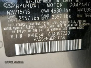2017 Hyundai Sonata Hybrid Limited with VIN KMHE34L18HA057220, listed as a Copart auction lot 63536023 with 68,713 mi miles. Bid and sale history available at carsss.com. Image 13.