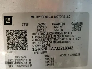 2018 GMC Acadia SLE with VIN 1GKKNLLA7JZ218342, listed as a Copart auction lot 42636435 with 131,789 mi miles and Salvage Title. Bid and sale history available at DreamBid. Image 14.