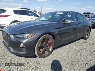 2019 Genesis G70 3.3T Advanced with VIN KMTG34LE4KU022133, listed as a Copart auction lot 76202054 with 0 mi miles and Salvage Title. Bid and sale history available at carsss.com. Image 1.