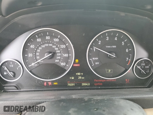 2015 BMW 3 Series 328i with VIN WBA3C1C58FP851977, listed as a Copart auction lot 52918995 with 79,291 mi miles and Salvage title. Bid and sale history available at DreamBid. Image 9.