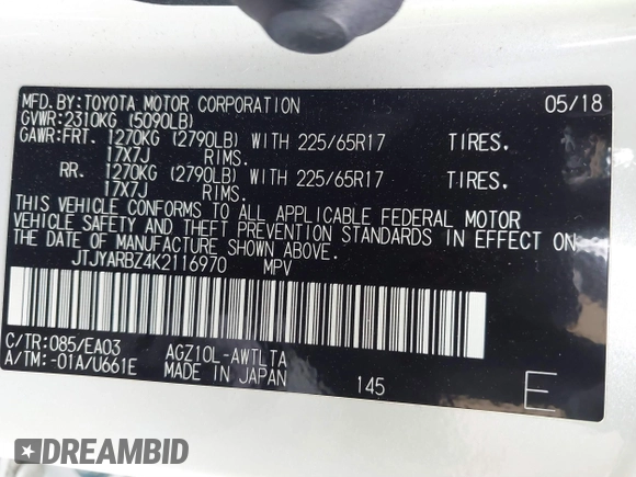 2019 Lexus NX with VIN JTJYARBZ4K2116970, listed as a IAAI auction lot 41871746 with 56,206 mi miles. Bid and sale history available at carsss.com. Image 9.