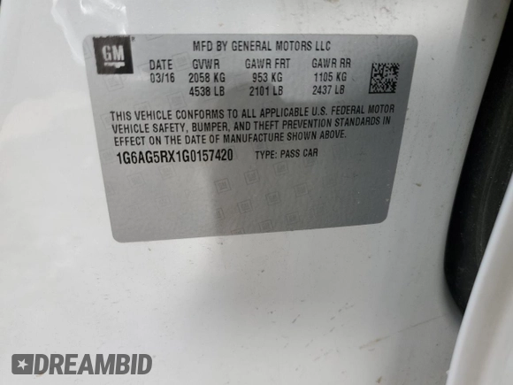 2016 Cadillac ATS Standard AWD z VIN 1G6AG5RX1G0157420, wystawiony jako Copart lot #70697003 z przebiegiem Nie podano mil oraz Szkoda całkowita • Salvage title. Historia ofert i sprzedaży dostępna na DreamBid. Obrazek 12.