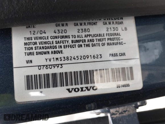 2005 Volvo S40 с VIN YV1MS382452091623, выставлен на аукционе IAAI как лот 42311105 с пробегом 269 001 миль миль и . История ставок и продаж доступна на DreamBid. Изображение 9.