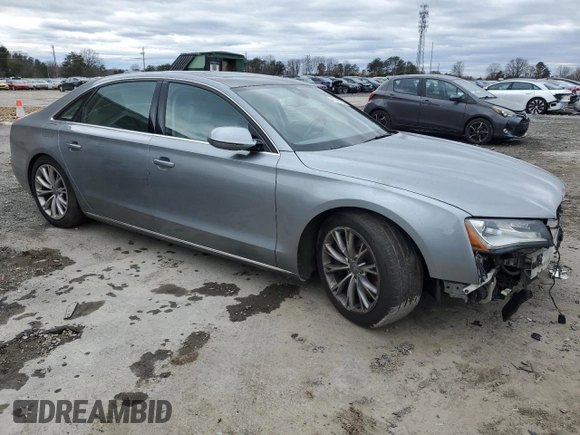 2011 Audi A8 with VIN WAURVAFD9BN006004, listed as a Copart auction lot 47996165 with 132,799 mi miles and Salvage title. Bid and sale history available at DreamBid. Image 4.