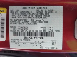 2015 Ford Fusion S with VIN 3FA6P0G72FR190407, listed as a IAAI auction lot 41875138 with 109,180 mi miles. Bid and sale history available at carsss.com. Image 9.