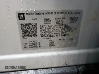 2020 Chevrolet Equinox LS z VIN 3GNAXSEV3LS548773, wystawiony jako Copart lot #87158264 z przebiegiem 41 708 mil mil oraz Szkoda całkowita • Salvage title. Historia ofert i sprzedaży dostępna na DreamBid. Obrazek 12.