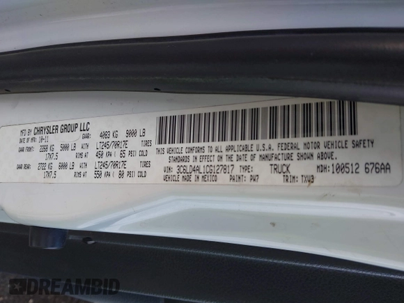 2012 Ram 2500 with VIN 3C6LD4AL1CG127817, listed as a IAAI auction lot 41510375 with 242,719 mi miles and . Bid and sale history available at DreamBid. Image 9.