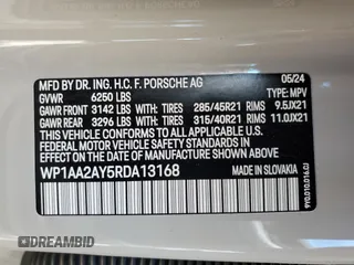 2024 Porsche Cayenne с VIN WP1AA2AY5RDA13168, выставлен на аукционе Copart как лот 50158205 с пробегом 4 568 миль миль и Списание • Salvage title. История ставок и продаж доступна на DreamBid. Изображение 16.
