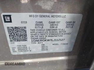 2020 Chevrolet Traverse LT Cloth with VIN 1GNERGKW7LJ112127, listed as a IAAI auction lot 41836681 with 98,575 mi miles. Bid and sale history available at carsss.com. Image 9.