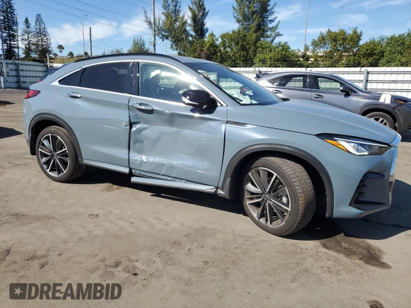 2024 Infiniti QX55 Luxe with VIN 3PCAJ5JR6RF113316, listed as a Copart auction lot 42184715 with 4,172 mi miles and Non Repairable. Bid and sale history available at DreamBid. Image 4.