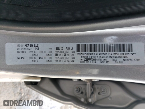2019 Ram 1500 Big Horn/Lone Star with VIN 1C6SRFFT3KN540734, listed as a Copart auction lot 49531545 with 81,230 mi miles and Salvage Title. Bid and sale history available at carsss.com. Image 12.