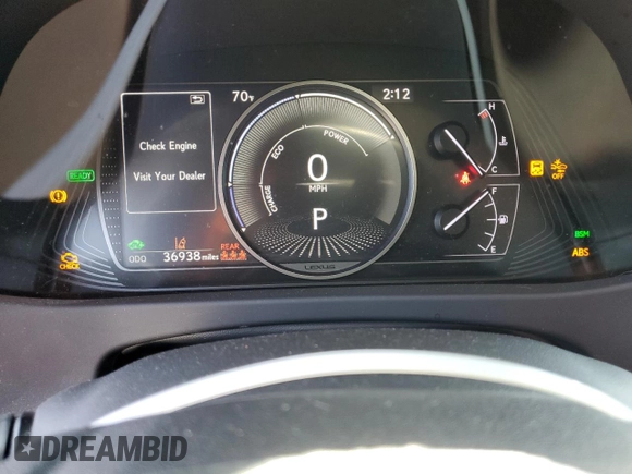 2020 Lexus UX 250h with VIN JTHX9JBH0L2036355, listed as a Copart auction lot 55533685 with 36,938 mi miles and Salvage title. Bid and sale history available at DreamBid. Image 9.