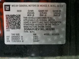 2019 Chevrolet Equinox LT with VIN 3GNAXUEV3KL383280, listed as a Copart auction lot 85190744 with 74,001 mi miles and Salvage Title. Bid and sale history available at DreamBid. Image 16.