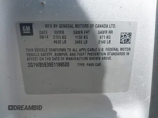 2014 Chevrolet Impala LT with VIN 2G1WB5E38E1188520, listed as a IAAI auction lot 41935176 with 82,503 mi miles and . Bid and sale history available at DreamBid. Image 9.