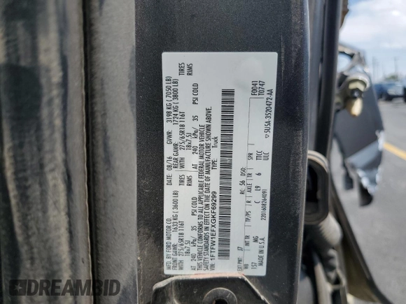 2016 Ford F-150 XLT with VIN 1FTFW1EFXGKF69299, listed as a Copart auction lot 60369425 with 125,205 mi miles and Salvage title. Bid and sale history available at DreamBid. Image 12.