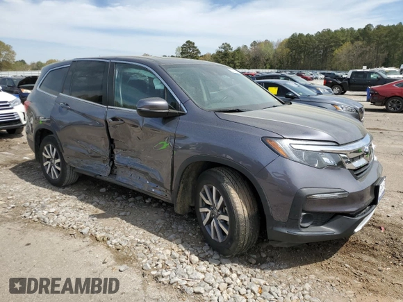 2022 Honda Pilot EX-L with VIN 5FNYF5H54NB014880, listed as a Copart auction lot 50223345 with 34,021 mi miles and Salvage title. Bid and sale history available at DreamBid. Image 4.
