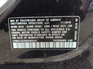2017 Volkswagen Passat SE with VIN 1VWGT7A32HC034410, listed as a IAAI auction lot 42470146 with 96,226 mi miles and . Bid and sale history available at DreamBid. Image 9.