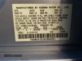 2004 Nissan Maxima SL with VIN 1N4BA41E34C864591, listed as a Copart auction lot 82774144 with Not Provided miles and Non Repairable. Bid and sale history available at DreamBid. Image 12.
