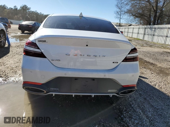 2022 Genesis G70 3.3T with VIN KMTG54TE3NU084590, listed as a Copart auction lot 46709275 with 21,664 mi miles and Salvage title. Bid and sale history available at DreamBid. Image 6.