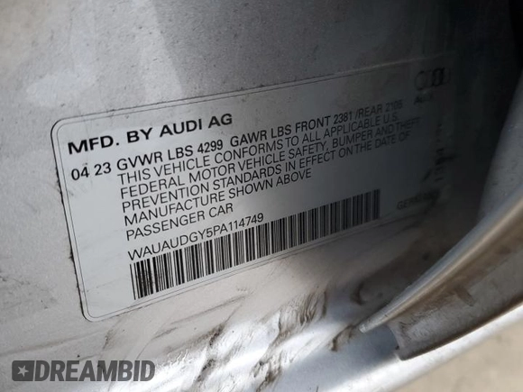 2023 Audi A3 Premium z VIN WAUAUDGY5PA114749, wystawiony jako Copart lot #42438705 z przebiegiem 35 087 mil mil oraz Szkoda całkowita • Salvage title. Historia ofert i sprzedaży dostępna na DreamBid. Obrazek 13.