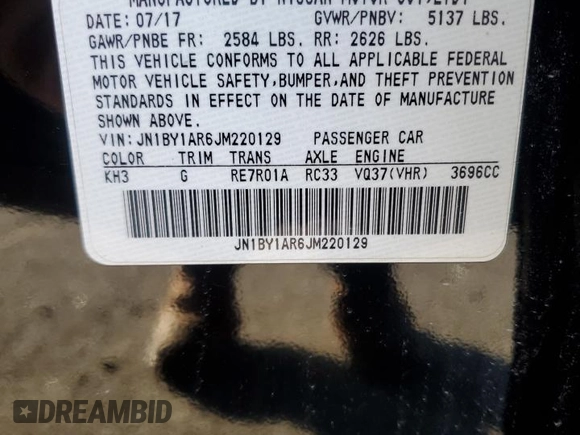 2018 Infiniti Q70 Luxe с VIN JN1BY1AR6JM220129, выставлен на аукционе Copart как лот 84063024 с пробегом 63 739 миль миль и Списание • Salvage title. История ставок и продаж доступна на DreamBid. Изображение 12.