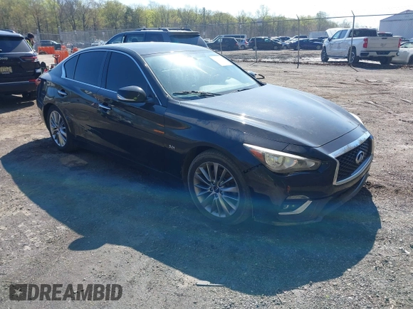 2018 Infiniti Q50 Luxe with VIN JN1EV7AP2JM352392, listed as a IAAI auction lot 41996631 with 90,492 mi miles and . Bid and sale history available at carsss.com. Image 1.