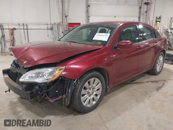 2014 Chrysler 200 LX with VIN 1C3CCBAB8EN207458, listed as a IAAI auction lot 41868158 with 158,610 mi miles. Bid and sale history available at carsss.com. Image 2.