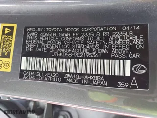 2014 Lexus CT 200h Hybrid with VIN JTHKD5BH7E2195361, listed as a IAAI auction lot 41992404 with 210,313 mi miles. Bid and sale history available at carsss.com. Image 9.