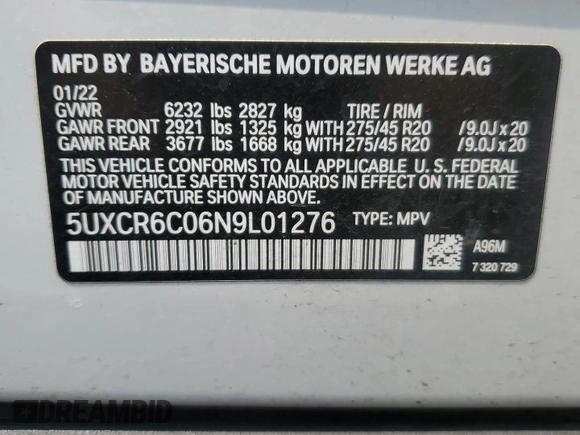 2022 BMW X5 xDrive40i z VIN 5UXCR6C06N9L01276, wystawiony jako Copart lot #58276515 z przebiegiem 28 794 mil mil oraz Szkoda całkowita • Salvage title. Historia ofert i sprzedaży dostępna na DreamBid. Obrazek 13.