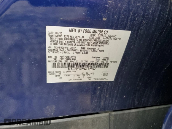 2015 Ford Taurus SE with VIN 1FAHP2D82FG152037, listed as a Copart auction lot 54142515 with 121,427 mi miles and Clean Title. Bid and sale history available at carsss.com. Image 12.