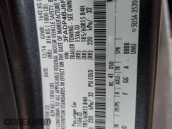 2015 Ford Fiesta SE with VIN 3FADP4BJ6FM163614, listed as a Copart auction lot 85713274 with 107,111 mi miles and Salvage Title. Bid and sale history available at carsss.com. Image 12.