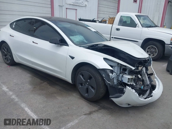 2023 Tesla Model 3 with VIN 5YJ3E1EA2PF417959, listed as a IAAI auction lot 42463853 with 22,736 mi miles and . Bid and sale history available at DreamBid. Image 1.