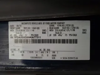 2022 Ford Transit with VIN 1FDAX9XG6NKA77311, listed as a Copart auction lot 45721065 with 94,100 mi miles and Salvage Title. Bid and sale history available at DreamBid. Image 13.