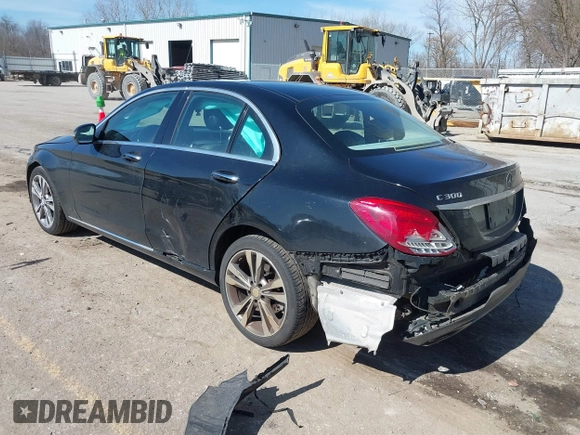 2017 Mercedes-Benz C 300 with VIN 55SWF4KB7HU184461, listed as a IAAI auction lot 41761593 with 55,161 mi miles and . Bid and sale history available at carsss.com. Image 3.