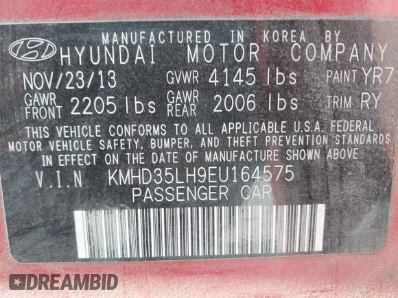 2014 Hyundai Elantra с VIN KMHD35LH9EU164575, выставлен на аукционе IAAI как лот 42417291 с пробегом 98 151 миль миль и . История ставок и продаж доступна на DreamBid. Изображение 9.
