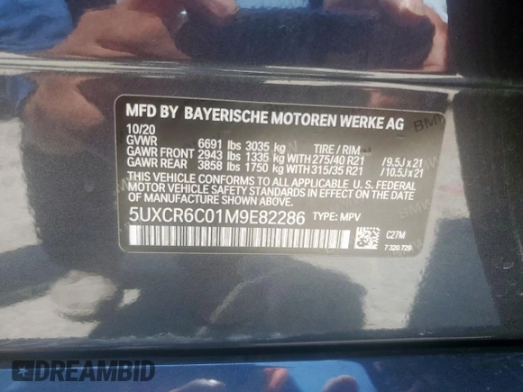 2021 BMW X5 xDrive40i z VIN 5UXCR6C01M9E82286, wystawiony jako Copart lot #60260035 z przebiegiem Nie podano mil oraz Szkoda całkowita • Salvage title. Historia ofert i sprzedaży dostępna na DreamBid. Obrazek 13.