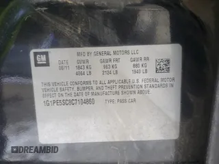 2012 Chevrolet Cruze 1FL with VIN 1G1PE5SC8C7104860, listed as a Copart auction lot 45136715 with 148,300 mi miles and Salvage Title. Bid and sale history available at DreamBid. Image 12.